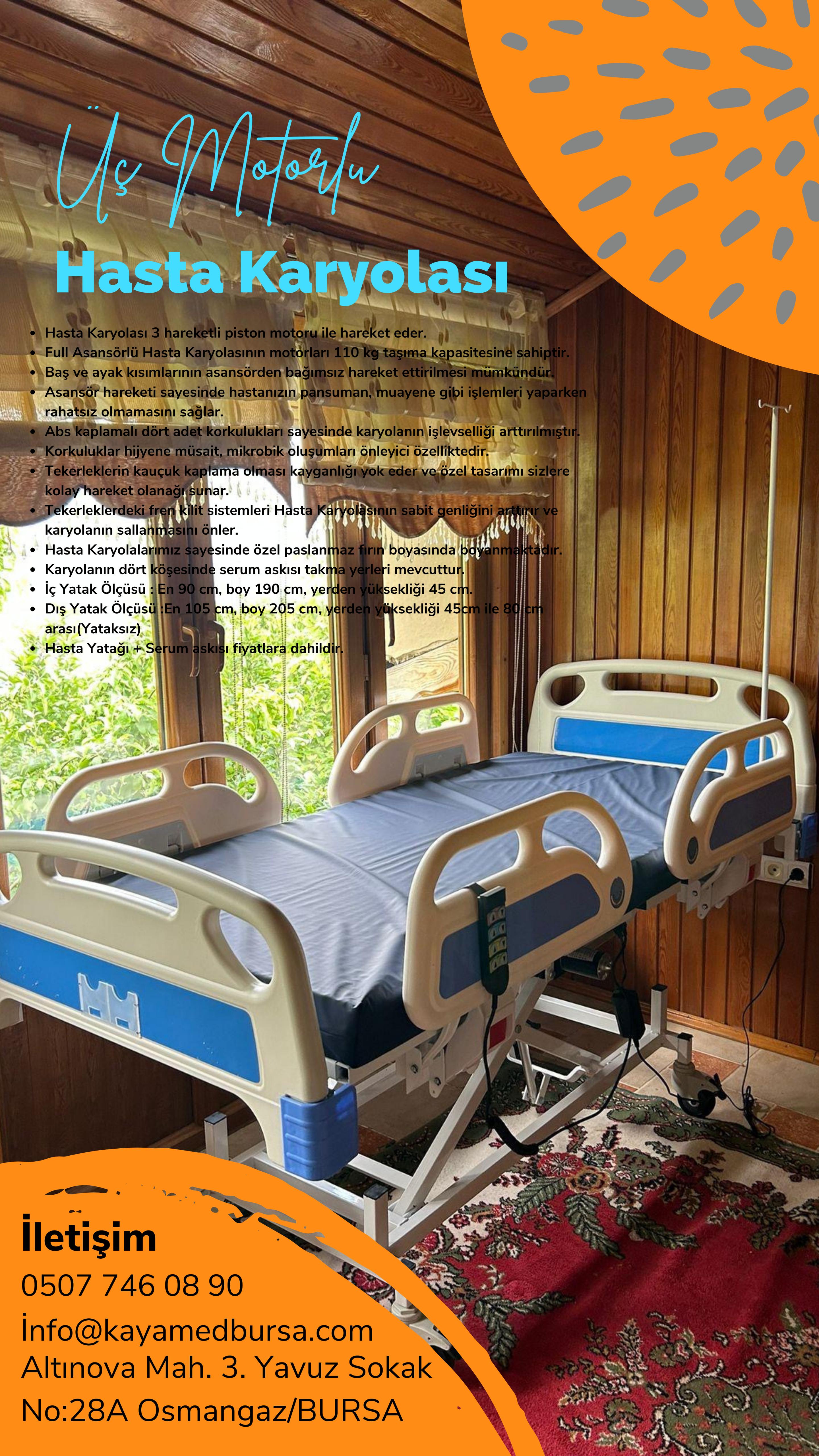 3 Motorlu Full ABS Hasta Karyolası